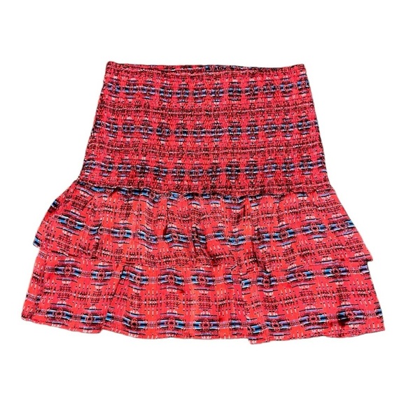 Aqua X Pendleton smocked mini skirt red medium tiered geometric lightweight - Picture 4 of 9